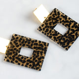 Virtue GOLD SQUARE POST ACRYLIC RECTANGLE EARRINGS Spotted Cheetah