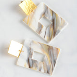 Virtue GOLD SQUARE POST ACRYLIC RECTANGLE EARRINGS Sunset