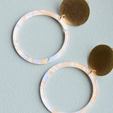 Virtue GOLD DISC POST ACRYLIC CIRCLE EARRINGS Blue Marble