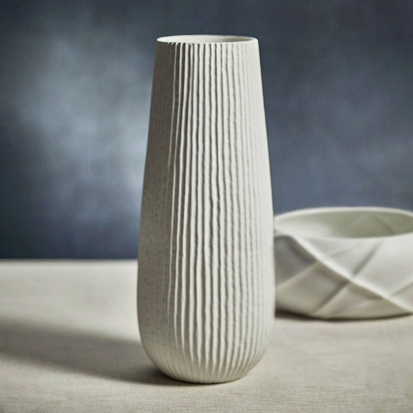 Kanie Tall Ceramic Vase White By Zodax – Bella Vita Gifts & Interiors