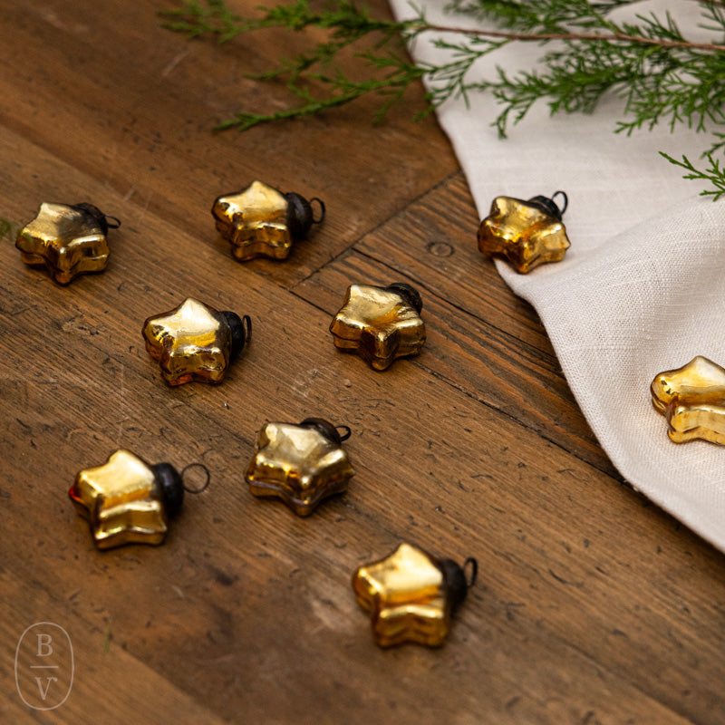 GOLD GLASS STAR ORNAMENTS SET OF 30