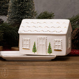 HAND PAINTED STONEWARE HOUSE BUTTER DISH