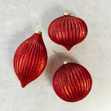 GLASS RIBBED ORNAMENT