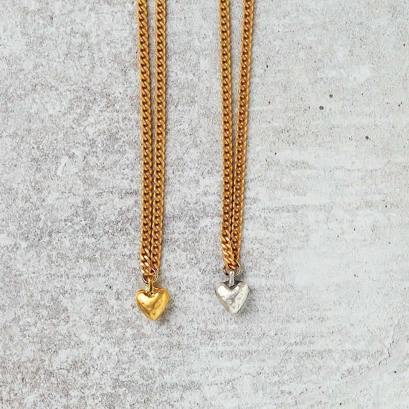 Virtue GOLD SMALL CURB CHAIN PUFFY HEART NECKLACE