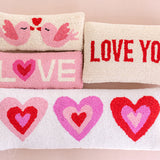 Peking Handicraft PINK HEARTS HOOK PILLOW