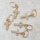 Farrah B Jewelry PAVE CROSS CHARM Gold Mini