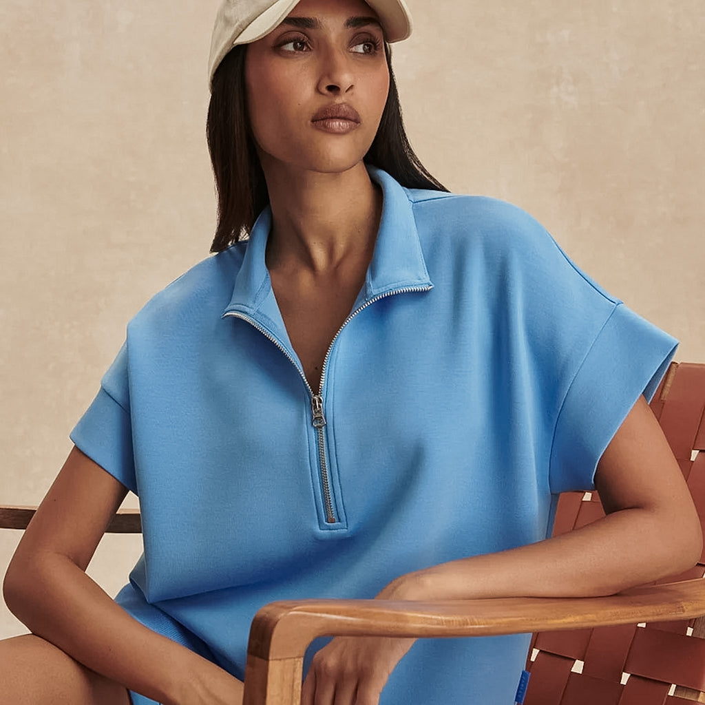 Varley RITCHIE SHORT SLEEVE SWEAT Azure Blue