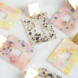 GOLD SQUARE POST ACRYLIC RECTANGLE EARRINGS