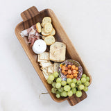 Creative Co-op HAND CARVED ACACIA WOOD TRAY WITH HANDLES