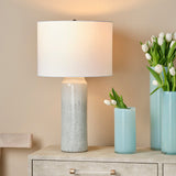 Jamie Young Company BELLA TABLE LAMP Blue Drum Shade White Linen