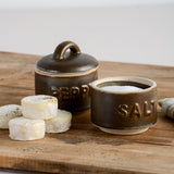 Creative Co-op STONEWARE STACKABLE SALT AND PEPPER POTS Blue_Brown