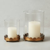 Raz Imports GOLD SCALLOPED TRIM PILLAR HOLDER