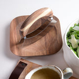 Bloomingville ACACIA WOOD AND STAINLESS STEEL MEZZALUNA WITH SQUARE CUTTING BOARD