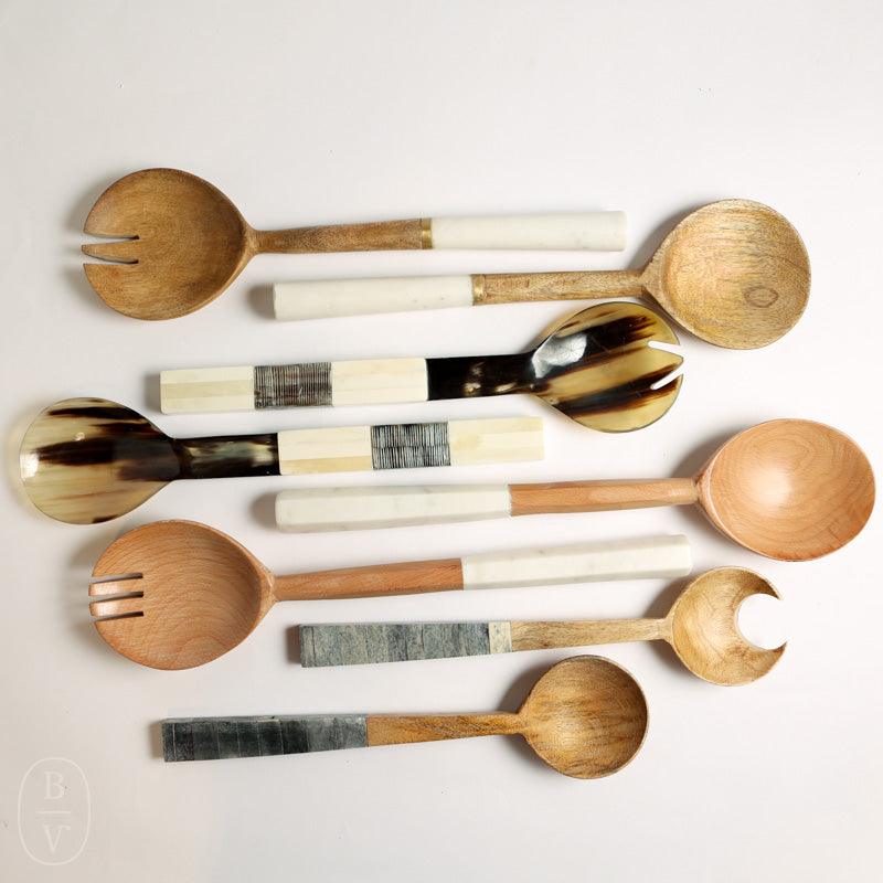 Zodax KENYA WOOD AND MARBLE SALAD SERVER SET