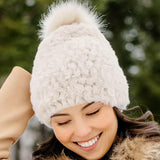 KNITTED FAUX FUR POM HAT