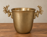 Creative Co-op GOLD FINISH ALUMINUM ICE BUCKET WITH REINDEER HEAD HANDLES