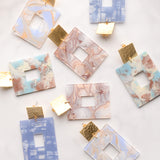 Virtue GOLD SQUARE POST ACRYLIC RECTANGLE EARRINGS