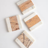 Creative Co-op SQUARE STRIPED MARBLE COASTER SET OF 4