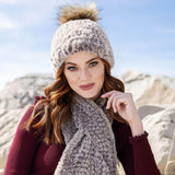 KNITTED FAUX FUR POM HAT