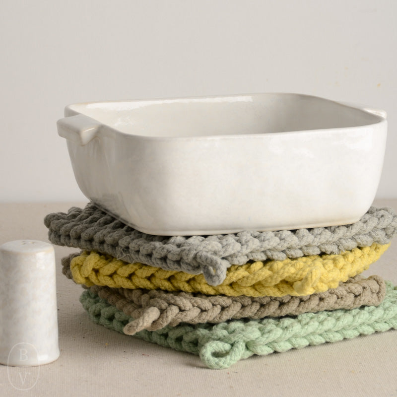 Creative Co-op SQUARE COTTON KNIT POT HOLDER Celadon