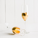 HAND PAINTED GOLD LEAF STEMMED CHAMPAGNE GLASS