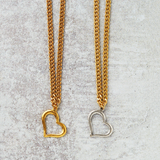 Virtue GOLD CURB CHAIN HANGING HEART NECKLACE Silver 18