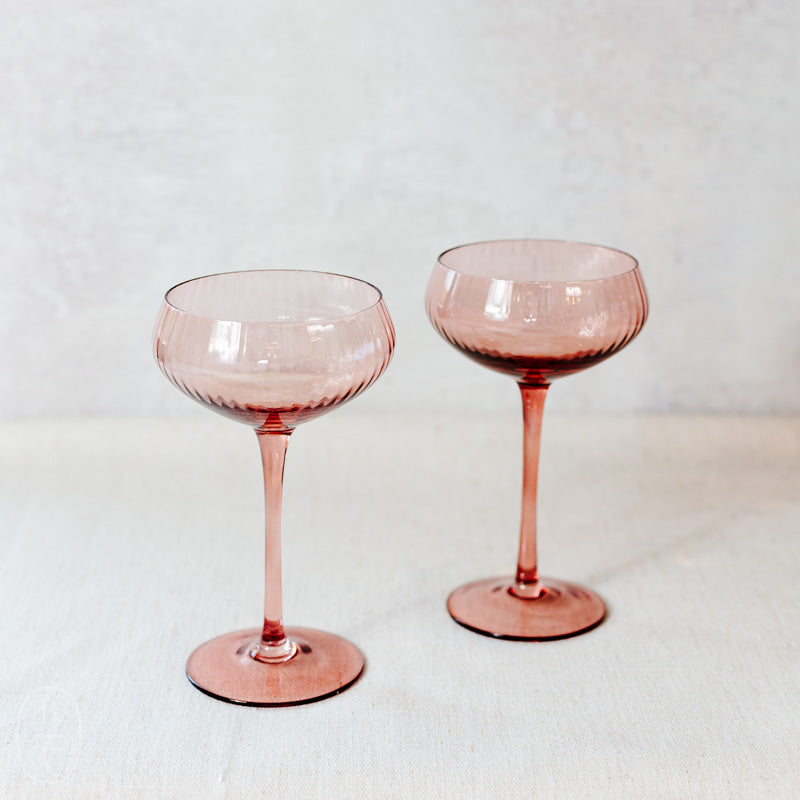 Creative Co-op HOLIDAY STEMMED CHAMPAGNE COUPE GLASS Pink