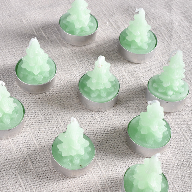 Creative Co-op UNSCENTED TREE SHAPED TEALIGHTS SET OF 9 Mint