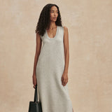 Varley KYLER TANK MIDI DRESS Light Grey Marl