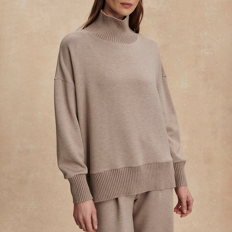 Varley BARKER HIGH NECK SWEAT Taupe Marl