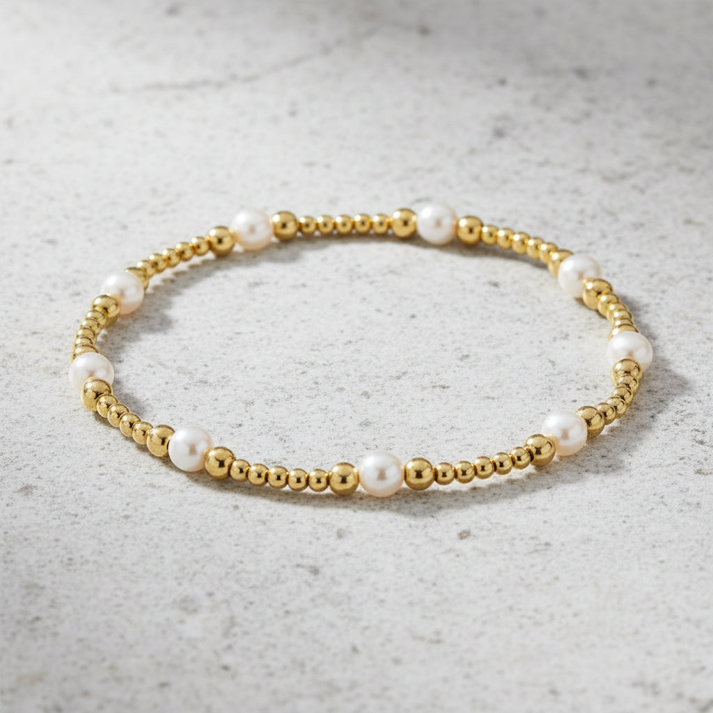 eNewton Design CLASSIC PURPOSE PATTERN BEAD BRACELET Pearl 4mm