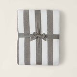 Barefoot Dreams COZYCHIC COTTON CLASSIC STRIPE THROW BLANKET Eucalyptus Cream