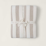 Barefoot Dreams COZYCHIC COTTON CLASSIC STRIPE THROW BLANKET Oatmeal Cream