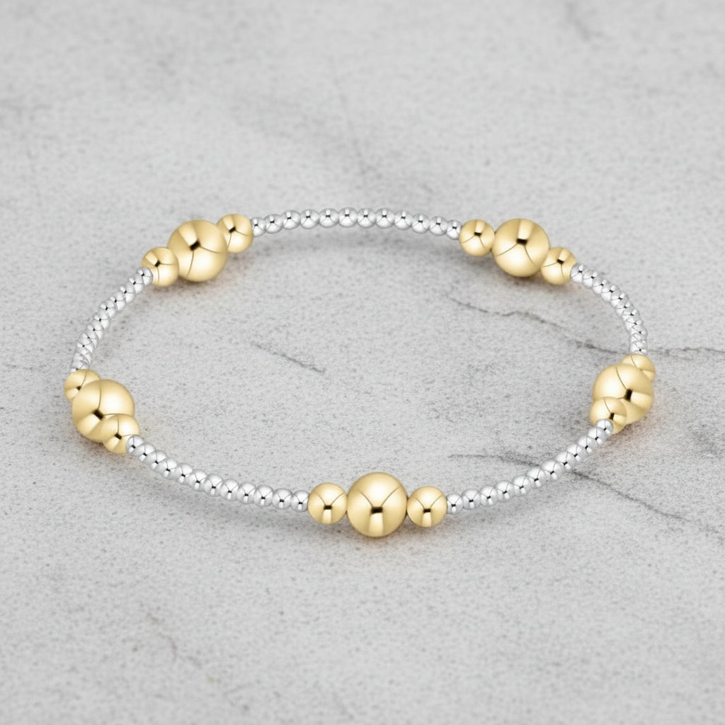 eNewton Design PURPOSE GOLD BEAD BRACELET Mixed Metal 6mm