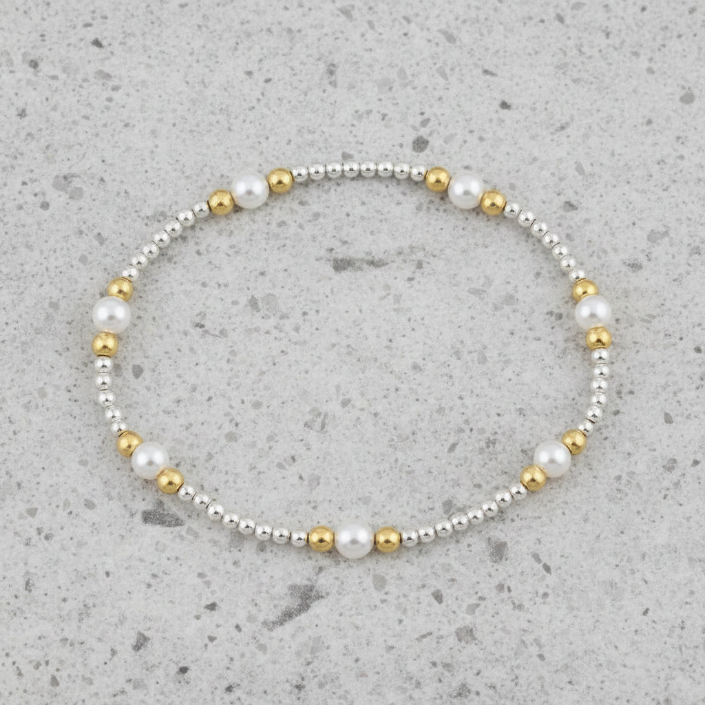 eNewton Design PURPOSE PEARL BEAD BRACELET Mixed Metal 4mm