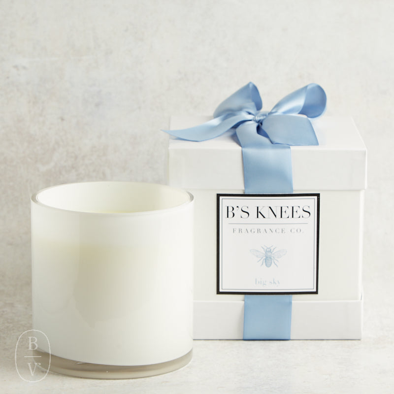 B's Knees Fragrance Co. 3 WICK CANDLE White Big Sky