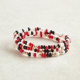 Beaded Blondes GAMEDAY SPRINKLE BRACELET Red Black & White