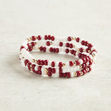 Beaded Blondes GAMEDAY SPRINKLE BRACELET Maroon & White