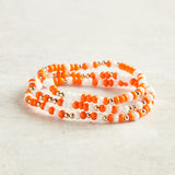 Beaded Blondes GAMEDAY SPRINKLE BRACELET Orange & White