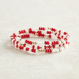 Beaded Blondes GAMEDAY SPRINKLE BRACELET Crimson & White