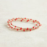 Beaded Blondes GAMEDAY DAINTY POPPI BRACELET Red