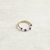 Beaded Blondes GAMEDAY POPPI RING Blue & White