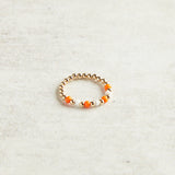 Beaded Blondes GAMEDAY POPPI RING Orange & White