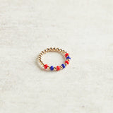 Beaded Blondes GAMEDAY POPPI RING Red & Blue