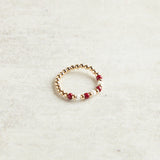 Beaded Blondes GAMEDAY POPPI RING Maroon & White