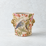 PARAKEETS STONEWARE PLANTER WITH HANDLES