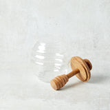 Bloomingville GLASS HONEY JAR WITH WOOD LID AND ATTACHED DIPPER