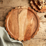 Boston International SCALLOPED ACACIA WOOD TRAY