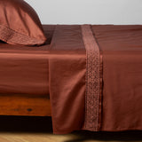 Bella Notte Linens BRIA FLAT SHEET WITH NOVOLA LACE Autumn