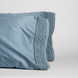 Bella Notte Linens BRIA PILLOWCASE WITH NOVOLA LACE Tahoe Blue
